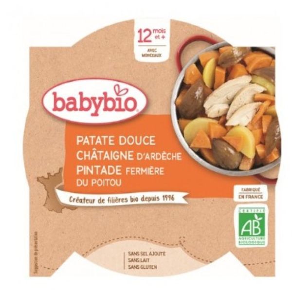 Babybio - patate douce de notre ferme châtaigne d'Ardèche pintade - 230g