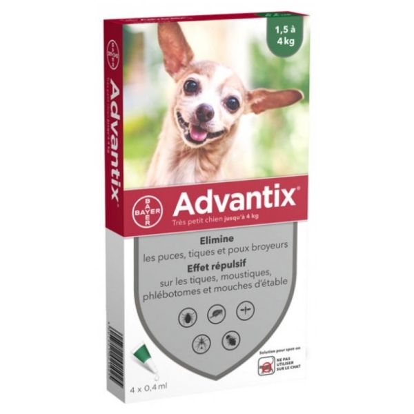 Bayer - Advantix très petit chien 1,5 à 4 kg - 4 pipettes