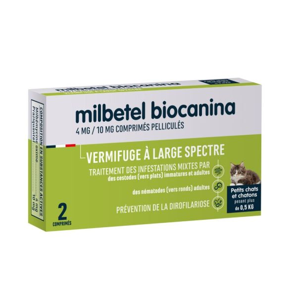 BIOCANINA - Milbetel vermifuge 4 mg/10 mg petits chats et chatons - 2 comprimés