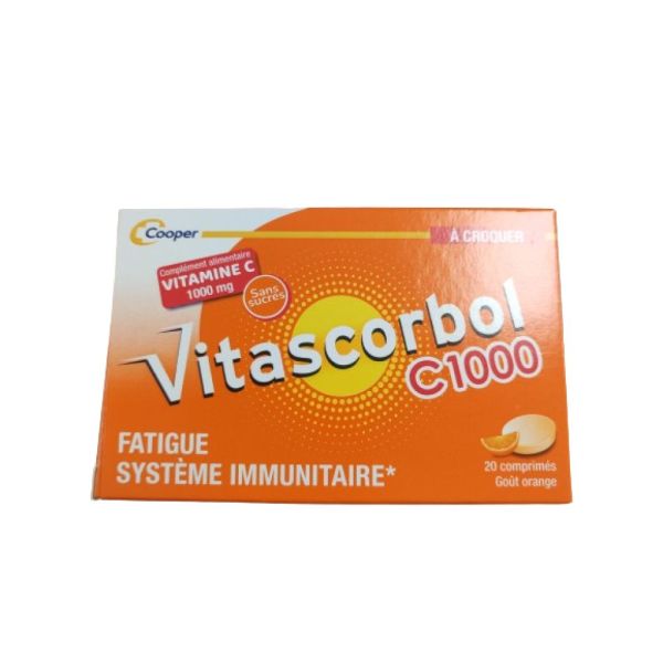Cooper - Vitascorbol C1000 goût orange - 20 comprimés à croquer