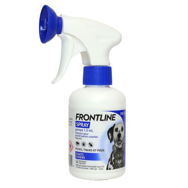 Frontline - spray anti-puces et tiques chiens et chats 250ml