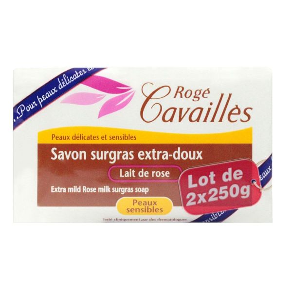 Rogé Cavaillès - Savon surgras extra-doux lait de rose - 2 x 250g