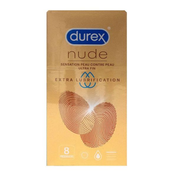 Durex - Nude Extra lubrification - 8 préservatifs
