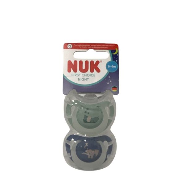 Nuk - Sucettes First choice night 0-6 mois - lot de 2 Sucettes