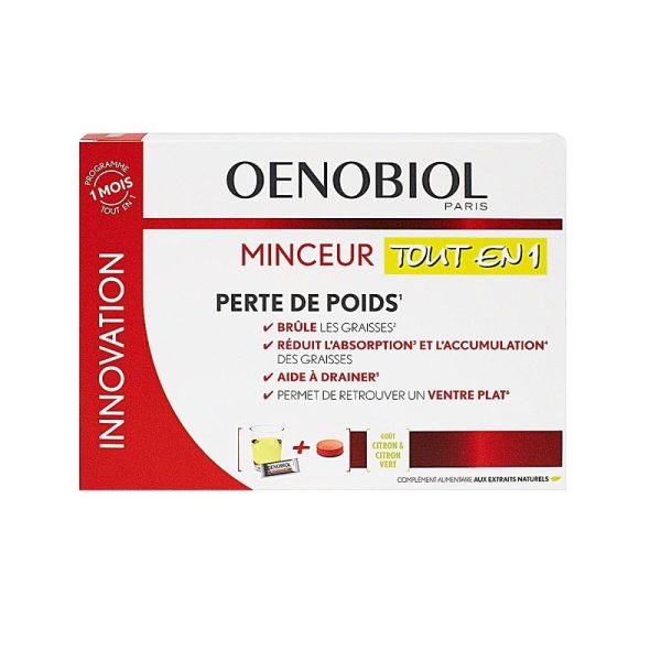 Oenobiol - Minceur tout en 1 perte de poids - 30 sticks + 60 comprimés