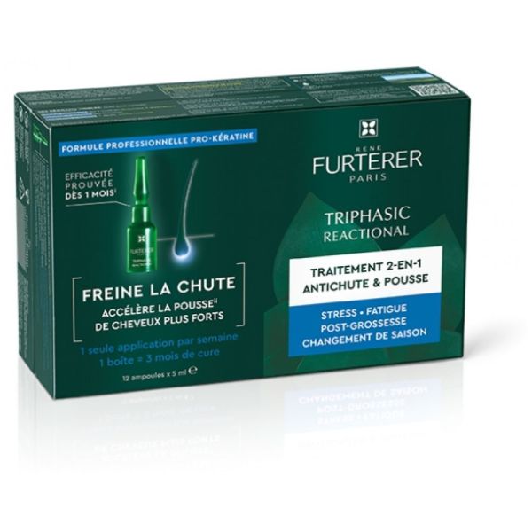 René Furterer - Triphasic Reactional Traitement 2en1 Antichute & Pousse - 12 Ampoules