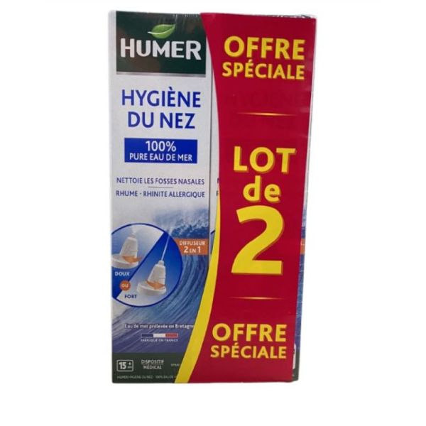 Urgo - Humer Hygiène du nez 100% pure eau de mer isotonique adulte - 2x150ml