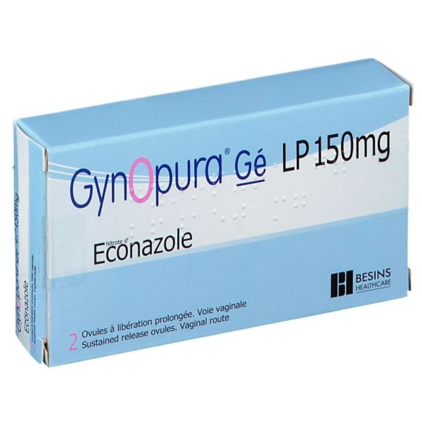 Gynopura Gé LP - Nitrate d'Econazole 150 mg - 2 Ovules