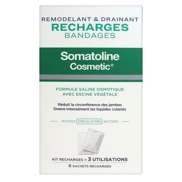 Somatoline - Recharges bandages remodelantes et drainantes - lot de 3