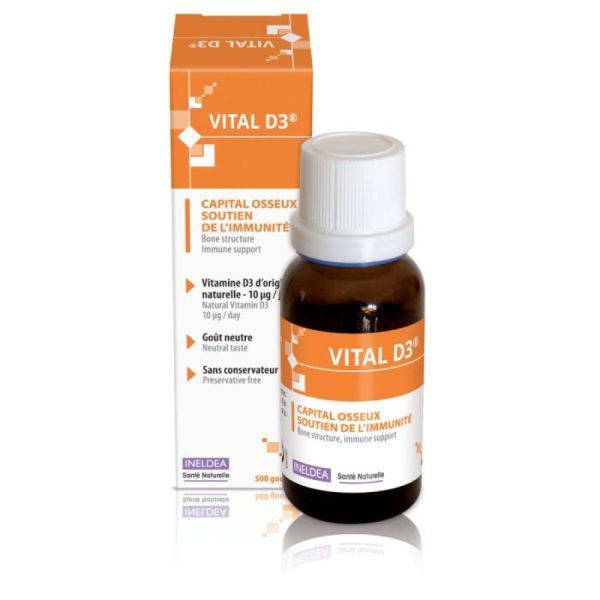 Ineldea - Vital D3® Vitamine D3 1000UI - 500 gouttes