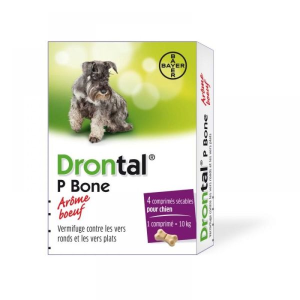 Drontal P Bone vermifuge chien - 4 comprimés