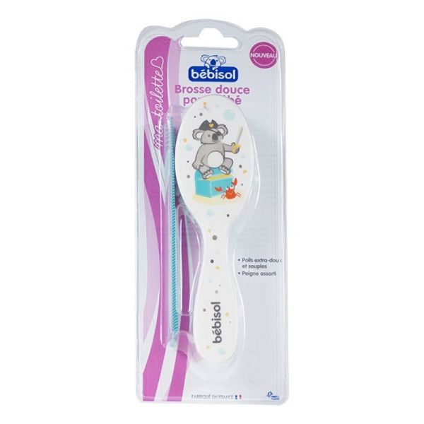 Bébisol - Brosse douce pour bébé avec peigne