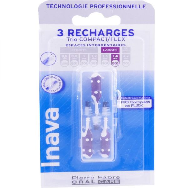 Inava - Brossettes interdentaires 3 recharges violet - Larges 1.8 mm