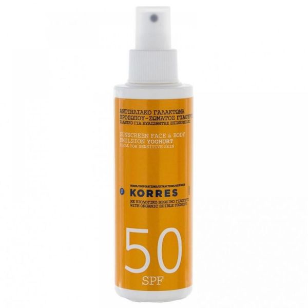 Korres solaire - Émulsion yaourt visage et corps SPF 50 - 150 ml