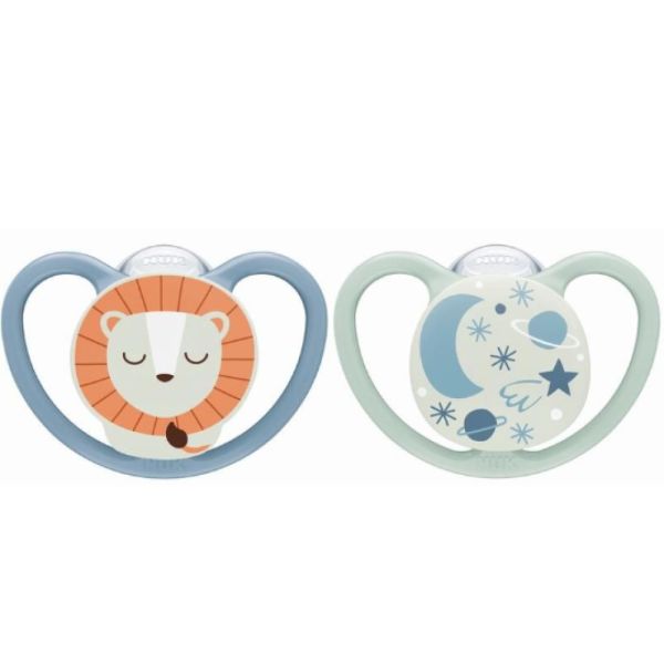 NUK - Space Night Sucettes Bleu 6-18mois - 2 sucettes