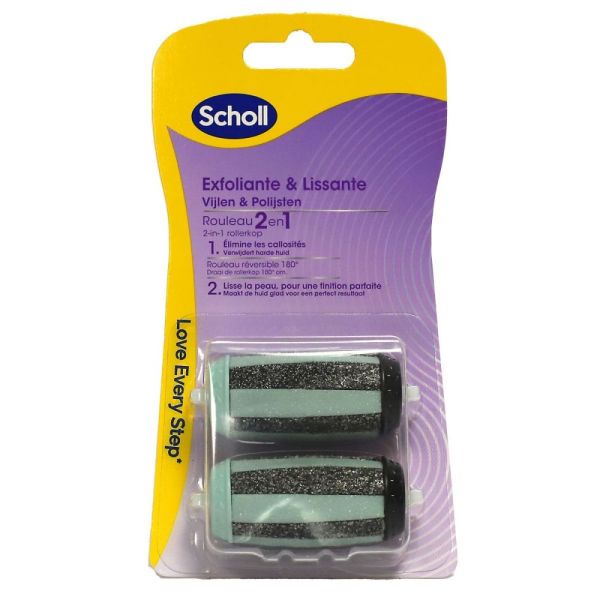 Scholl - Rouleau 2en1 Exfoliant Lissant - 2 Rouleaux