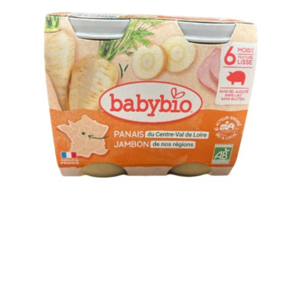 Babybio - Panais du Val de Loire, Jambon de Nouvelle-Aquitaine - dès 6 mois - 2x200g