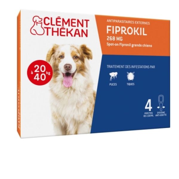 Clément thékan - Fiprokil grands chiens 20 à 40kg 4 Pipettes