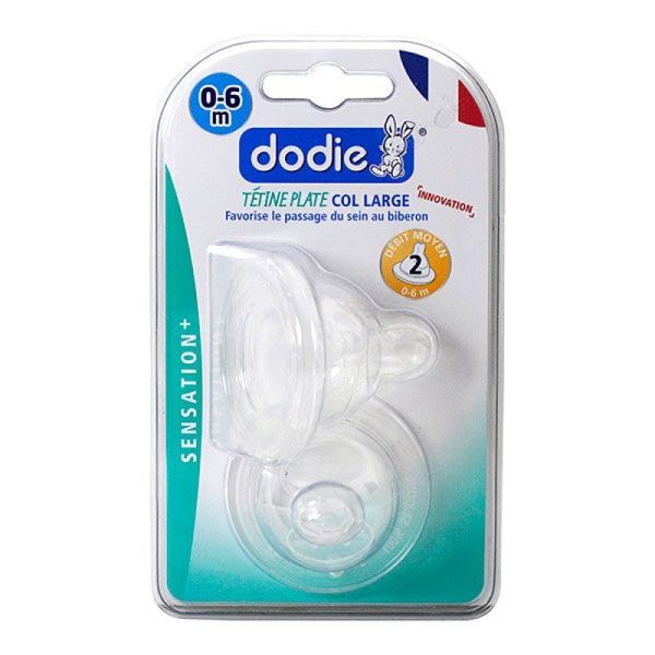 DODIE - Tétine plate col large débit moyen -  0-6mois