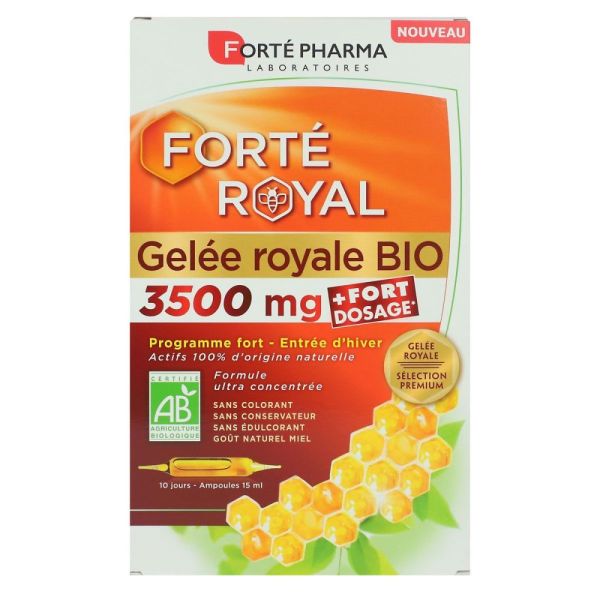 Forté Pharma - Gelee Royale BIO 3500Mg 10 ampoules de 15 ml