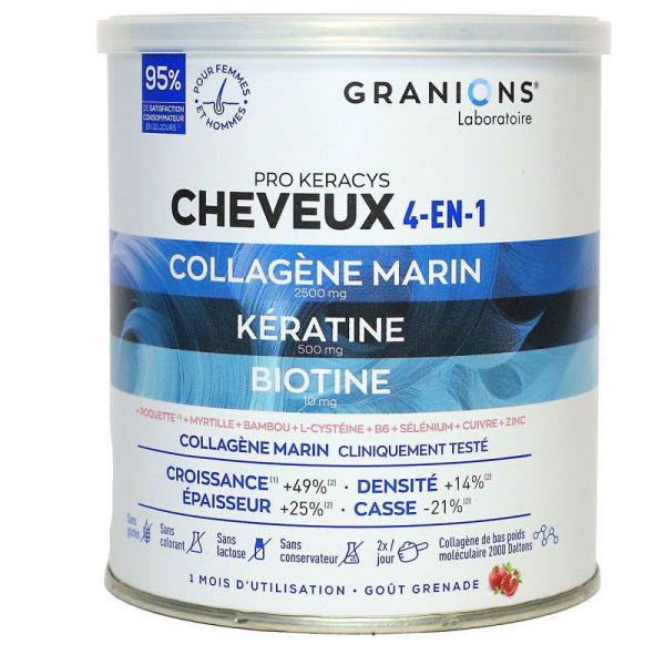Granions - Pro Keracys cheveux 4 en 1 - 300g goût grenade