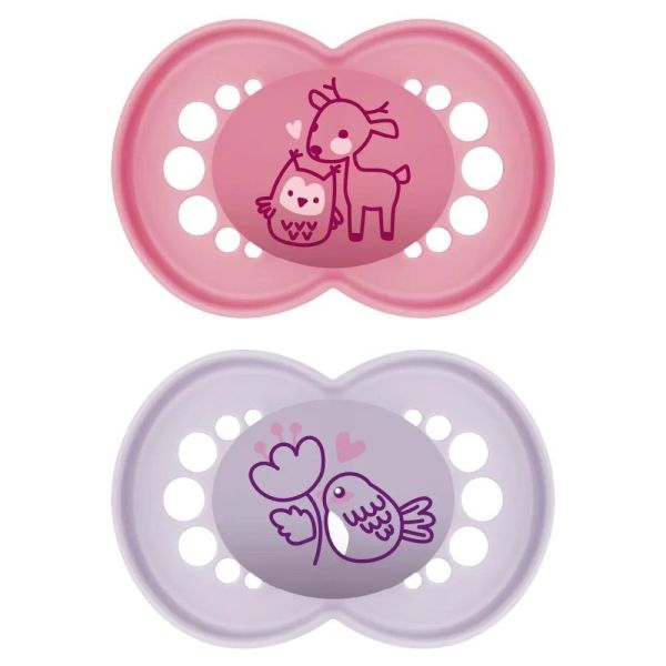 Mam - Sucettes Original 6mois+ biche et oiseau rose - 2 sucettes