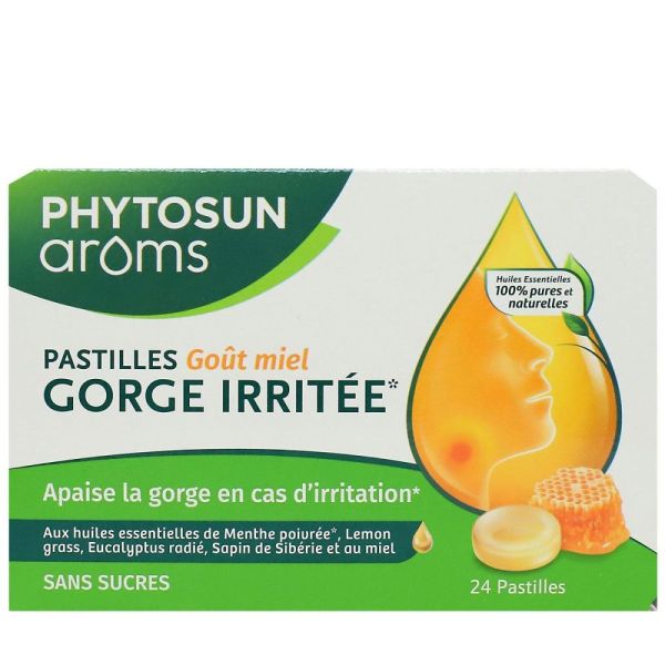 Phytosun - Pastille gorge irritée goût miel - 24 pastilles