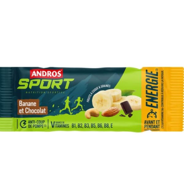 Andros Sport - Barre énergétique banane chocolat - 40g