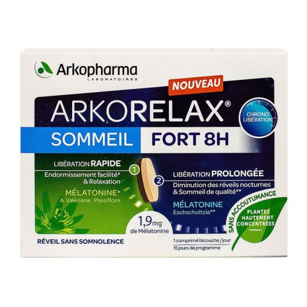 Arkopharma - Arkorelax sommeil fort 8h - 15 comprimés