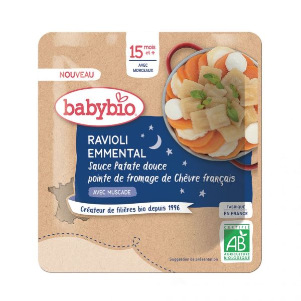 Babybio - Ravioli emmental sauce patate douce fromage de chèvre - 190 g - 15 mois+