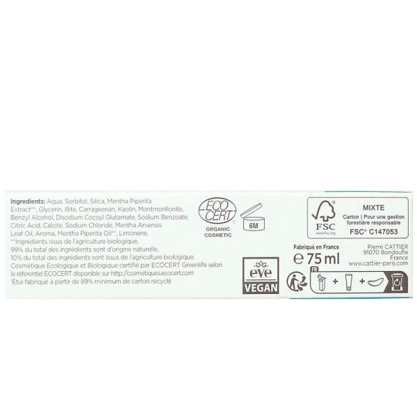 Cattier - Dentargile dentifrice rafraîchissant - 75ml