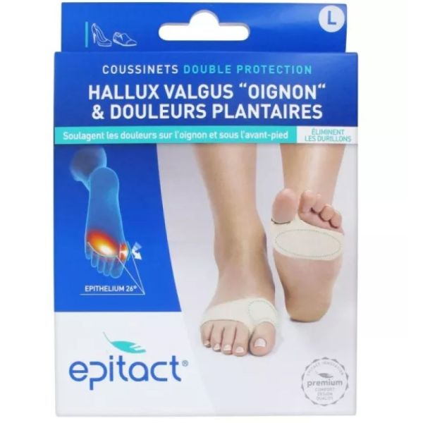 Epitact  - Coussinets double protection Hallux Valgus oignon & douleurs plantaires Taille L