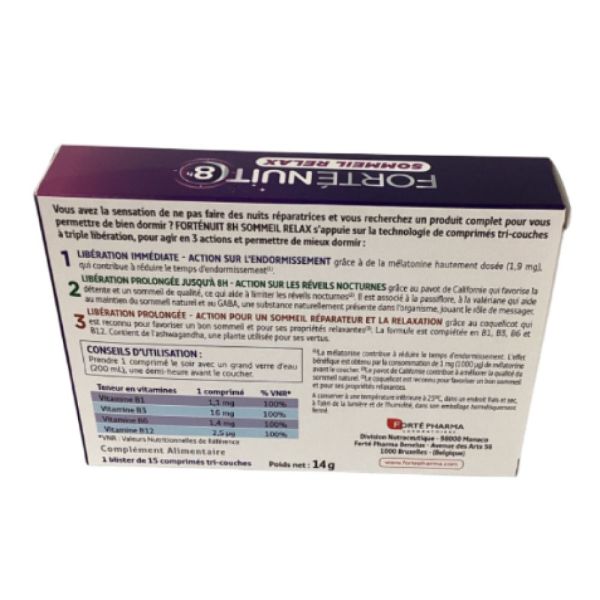 Forté Pharma - Forté Nuit Sommeil Relax 8H - 15 Comprimés