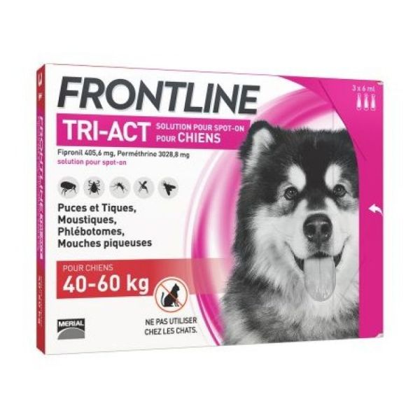 Frontline Tri-Act - Spot on chiens 40-60 kg - 3 pipettes