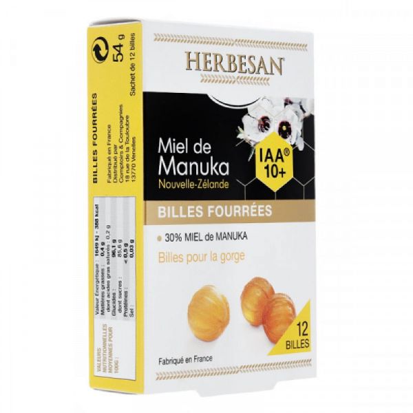 Herbesan - Miel de Manuka billes fourrées - 12 billes