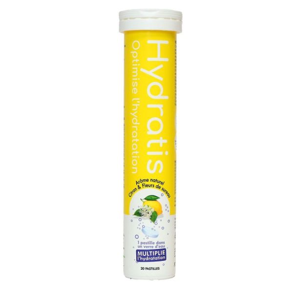 Hydratis - Pastille de réhydratation citron & fleur de sureau - 20 pastilles