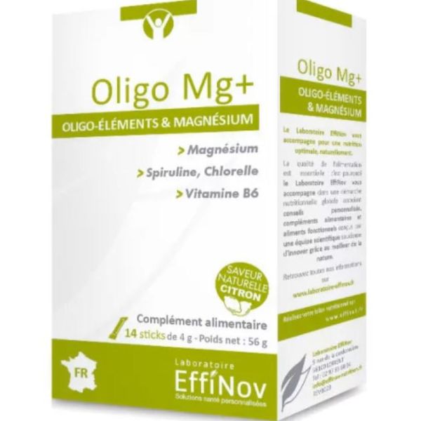 Laboratoire Effinov - Oligo Mg+ oligo élements et magnésium - 14 sticks