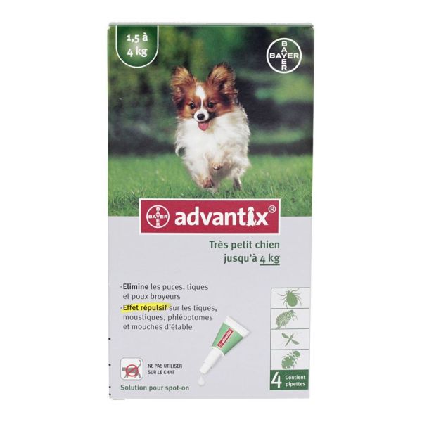 Bayer - Advantix très petit chien 1,5 à 4 kg - 4 pipettes