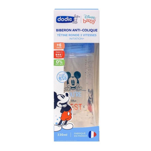 Dodie - Disney Baby biberon anti-colique +6 mois tétine ronde 3 vitesses débit 3 - 330ml