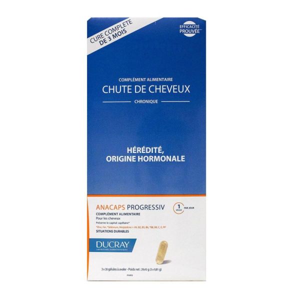 Ducray - Anacpas Progressiv chute de cheveux - 3x30 gélules