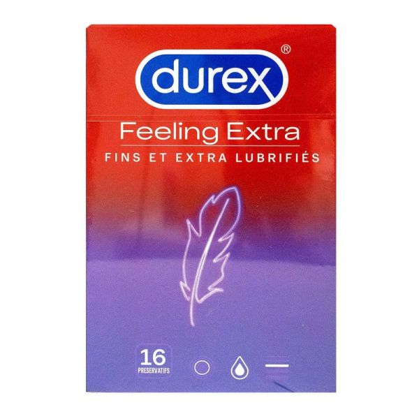 Durex - Feeling Extra 16 préservatifs lubrifiés - 16 préservatifs