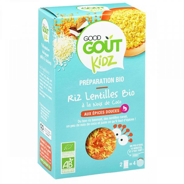 Good Goût Kidz - Riz lentilles bio à la noix de coco - 2 x 120 g