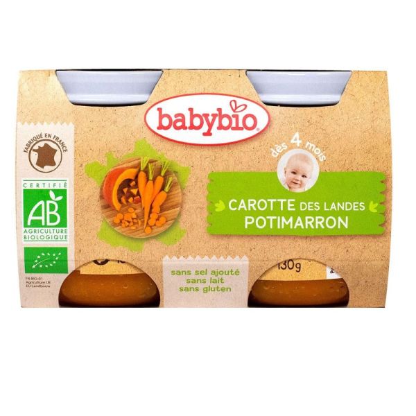Babybio - Carotte des Landes Potimarron - dès 4 mois - 2x130g