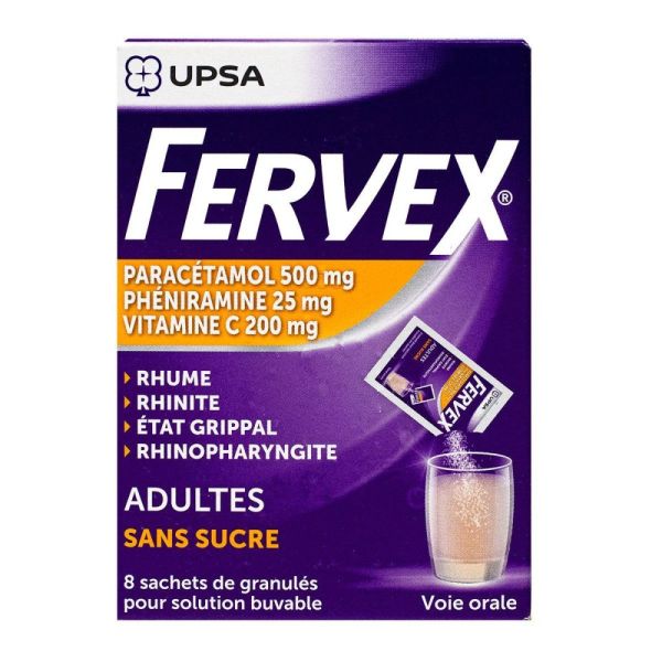 Fervex - Etat grippal sans sucre- 8 sachets