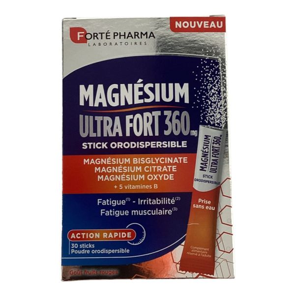 Forté Pharma - Magnésium Ultra Fort 360 mg - 30 Sticks Orodispersibles