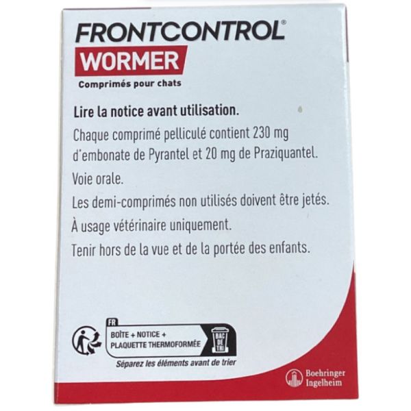 FrontControl - Wormer Vermifuge Pour Chat - 2 Comprimé par 4kg