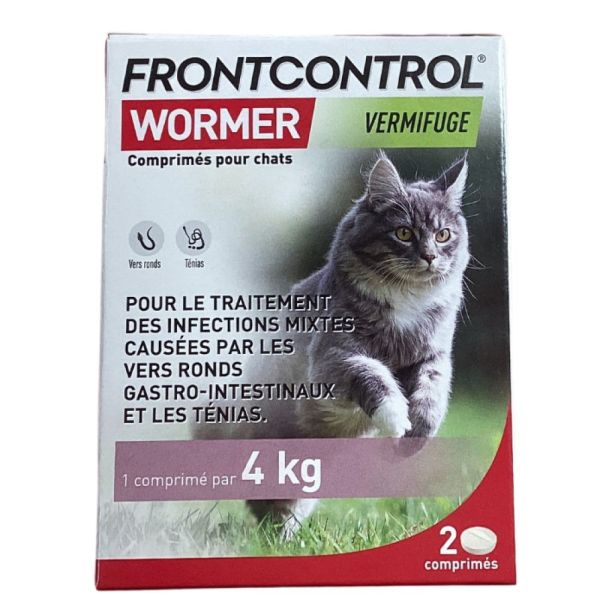 FrontControl - Wormer Vermifuge Pour Chat - 2 Comprimé par 4kg
