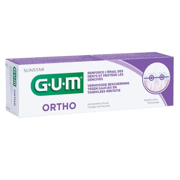 GUM - Gel dentifrice fluoré Ortho menthe verte - 75 ml