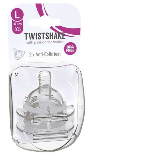 Twistshake - 2 Tétines anti-colique Débit L 4m+