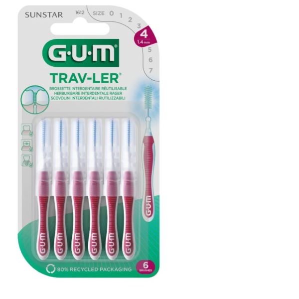 Gum - Brossette interdentaire - Taille 4 - 1,4mm - 6 brossettes